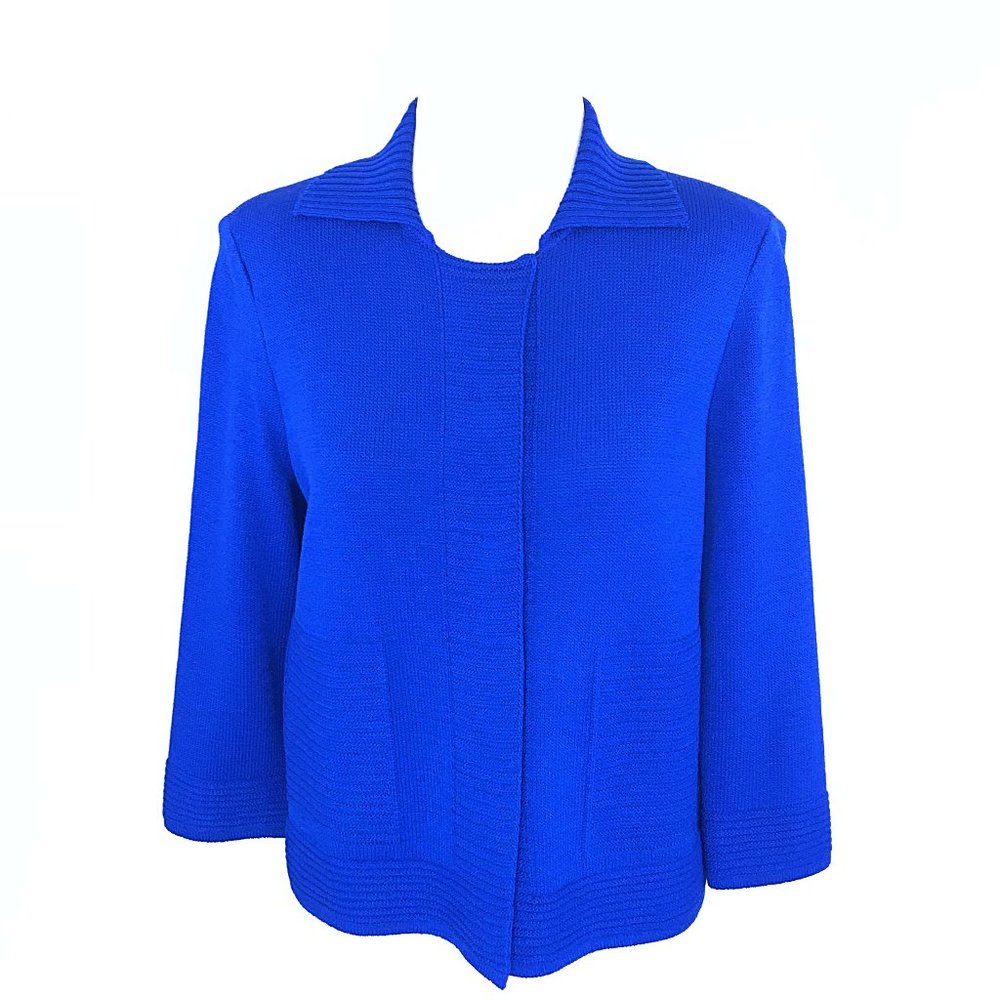 St. John Blue Button Up Wool Cardigan - Picture 8 of 8